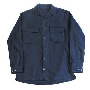 Navy Blue Wool Like Pocket Shirt